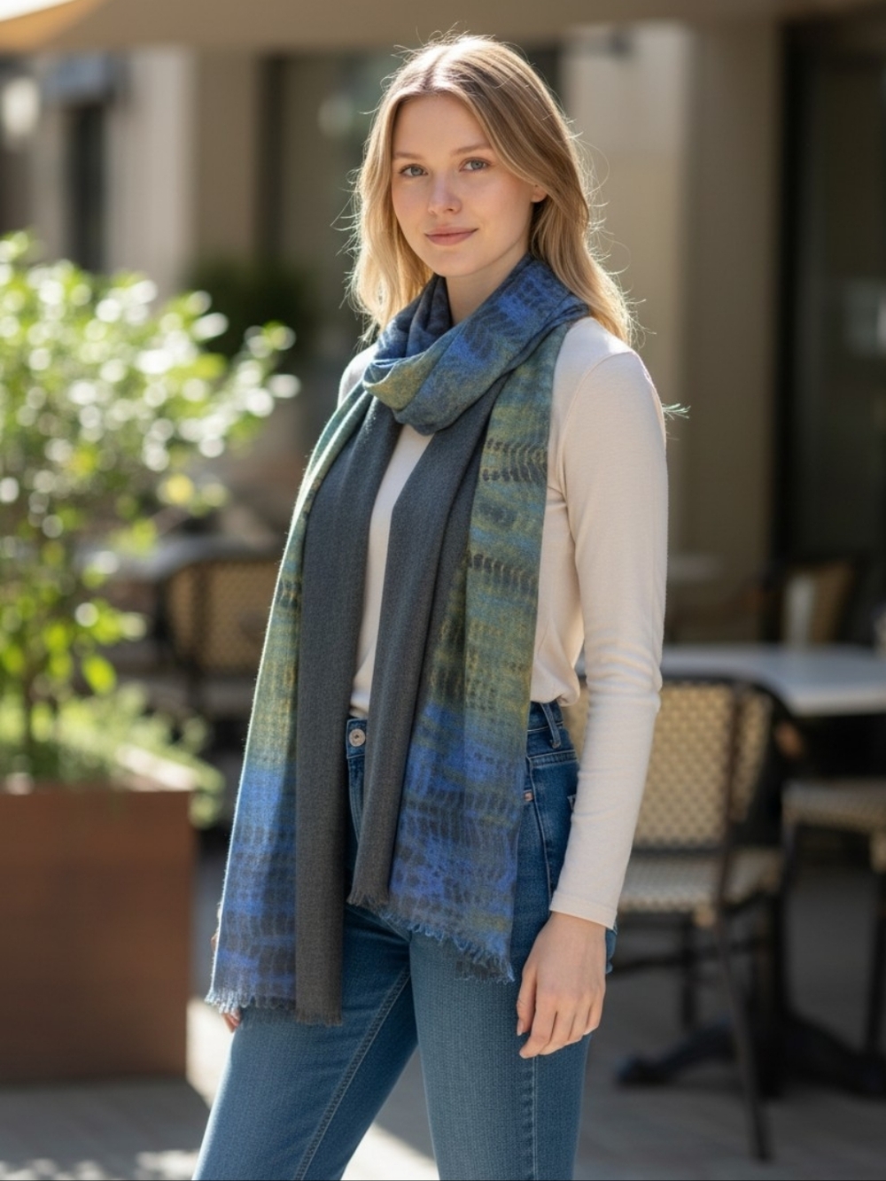 Sue & Kashmere Tie Dye 100% Cashmere Lightweight Scarf Shawl Wrap 80" X 27" Wide
